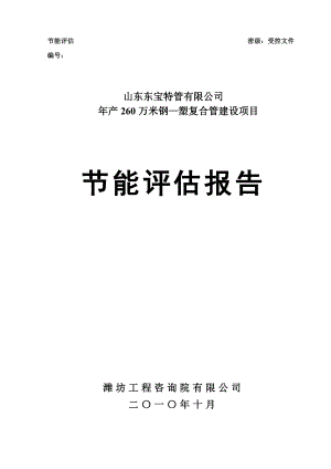 生产2600000米钢—塑复合管建设项目节能评估报告(最终版).doc