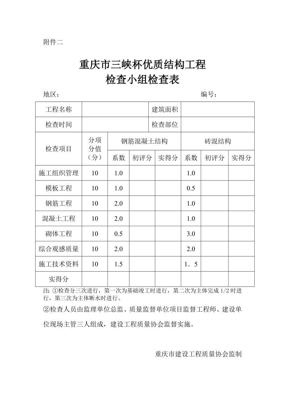 重庆市三峡杯优质结构工程检查表(一).doc_第2页