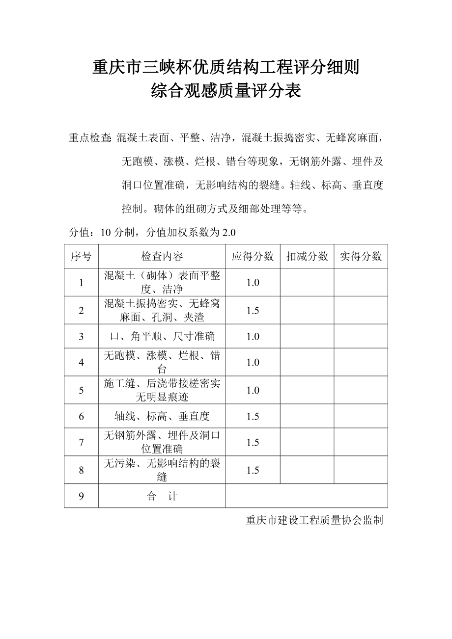 重庆市三峡杯优质结构工程检查表(一).doc_第3页