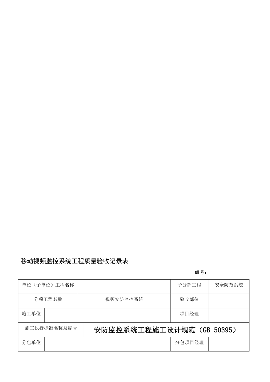 视频安防监控系统分项工程质量验收记录表[资料].doc_第1页