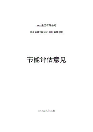 120万吨延迟焦化装置项目节能评估意见.doc