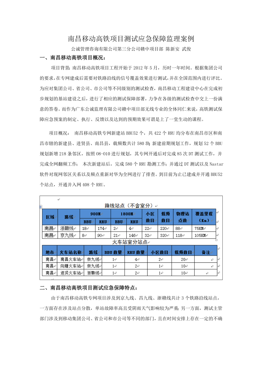 移动高铁项目测试应急保障监理案例.doc_第1页