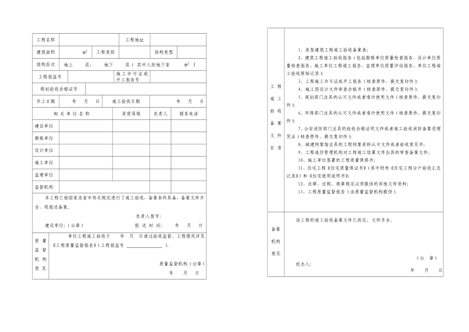 武汉市房屋建筑工程竣工验收备案表.doc_第2页