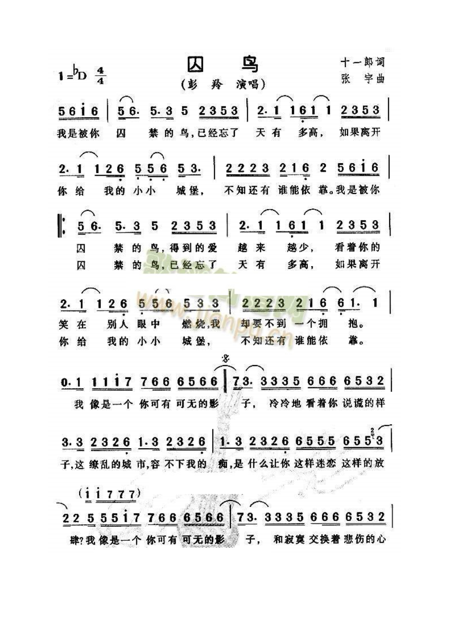 囚鸟 简谱囚鸟 吉他谱 吉他谱_8.docx_第1页