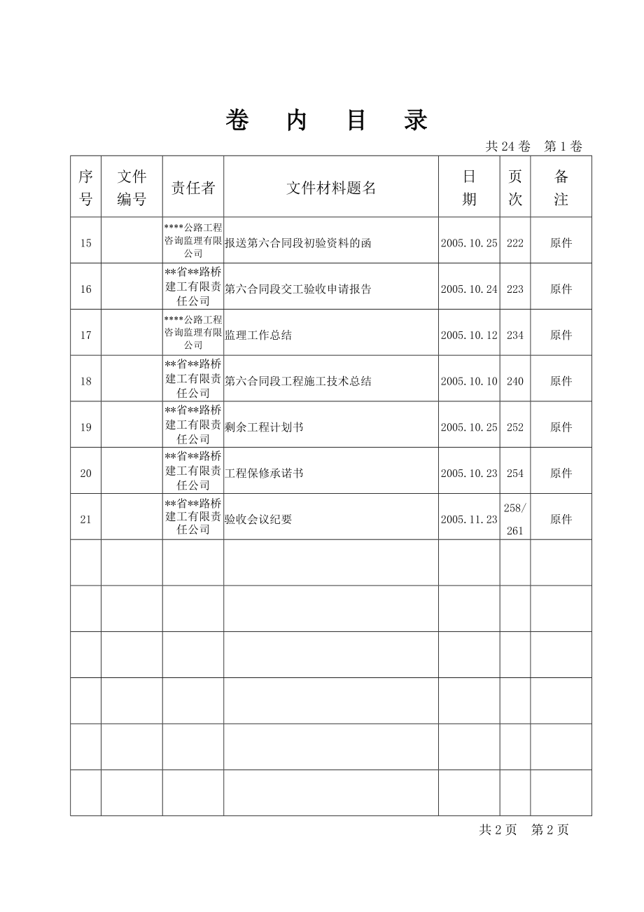 建筑工程竣工资料城建档案高速公路工程案卷与卷内目录样式.doc_第3页