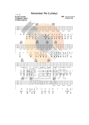 remember me请记住我吉他谱六线谱 C调双语版高清弹唱谱 唯音悦制谱 寻梦环游记coco主题曲 毛不易 吉他谱.docx