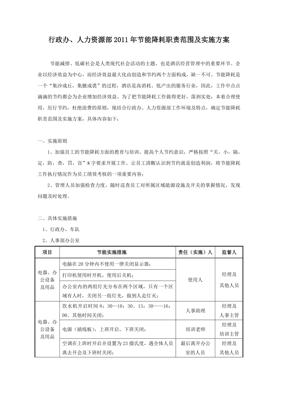 行政人事部节能降耗方案.doc_第1页