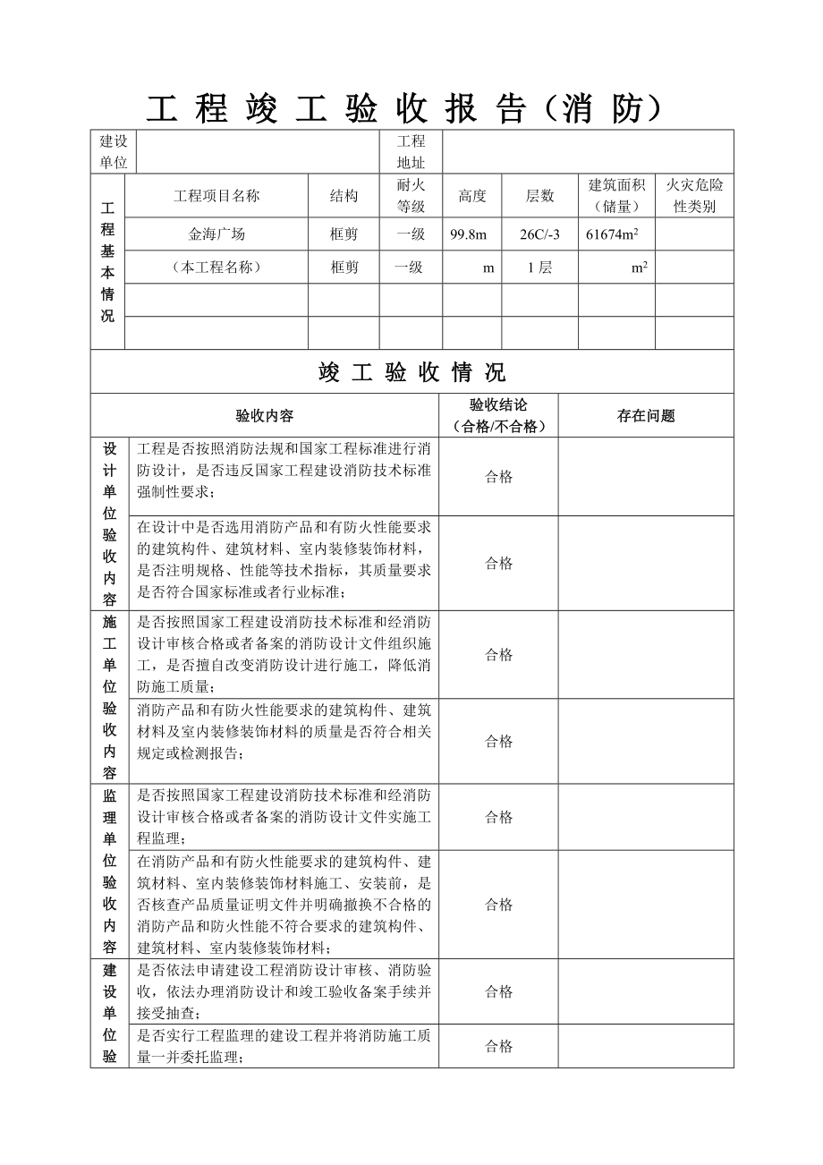 工程竣工验收报告（空白）.doc_第1页