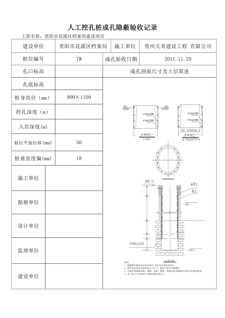 档案馆建设项目人工挖孔桩隐蔽验收记录.doc_第2页