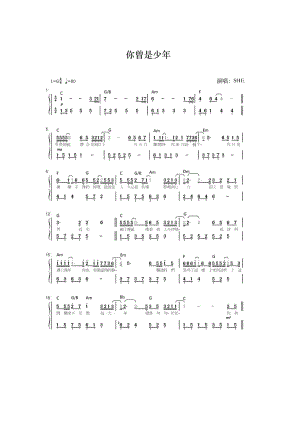你曾是少年 简谱你曾是少年 吉他谱 吉他谱_1.docx