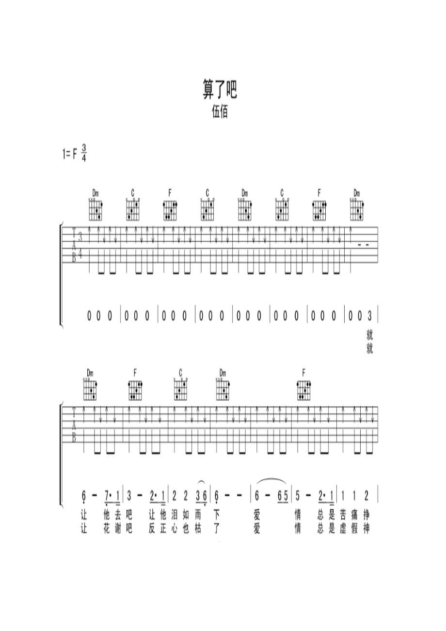 伍佰《算了吧》 吉他谱.docx_第1页