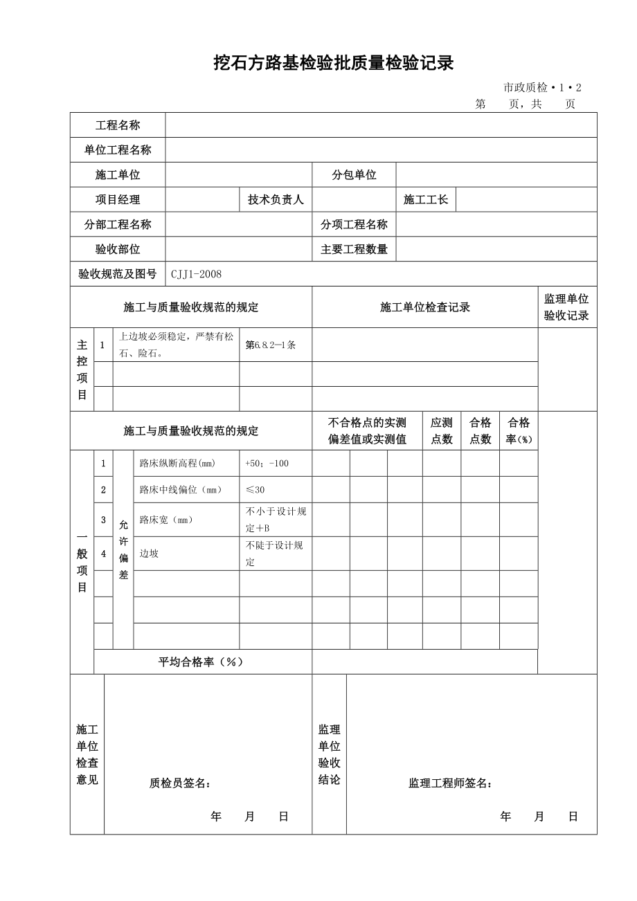 城镇道路工程施工与质量验收规范CJJ1检验批表格.doc_第2页