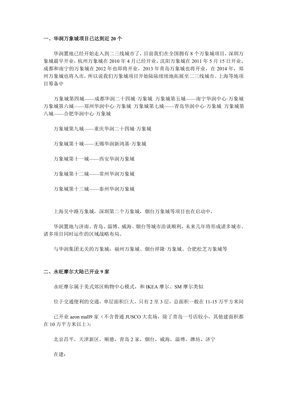 国内知名开发商开业及在建全国商业地产项目盘点.doc_第1页