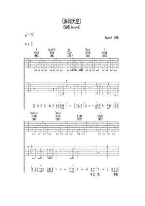 双吉他版《海阔天空》 吉他谱.docx