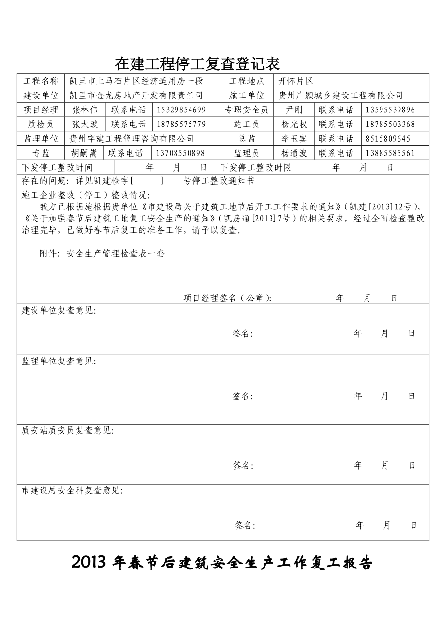 片区经济适用房在建工程停工复查登记表.doc_第1页