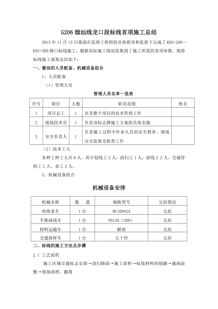 G206烟汕线龙口段标线施工首件总结.doc_第1页