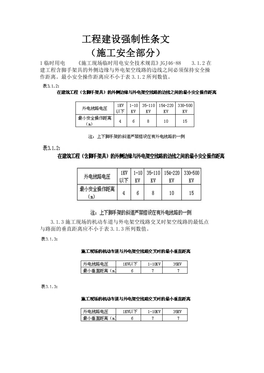 工程建设施工安全部分强制性条文.doc_第1页