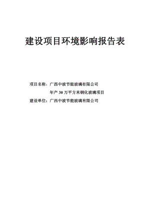 节能玻璃有限公司产30万平方米钢化玻璃项目环境影响评价报告书1.doc