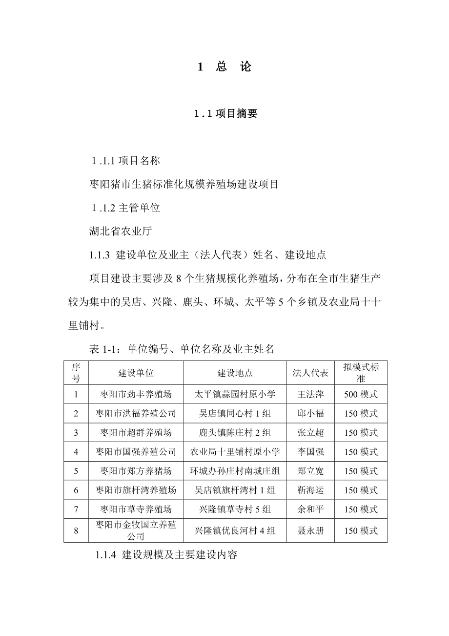 枣阳猪市生猪规模养殖场项目可研报告.doc_第1页