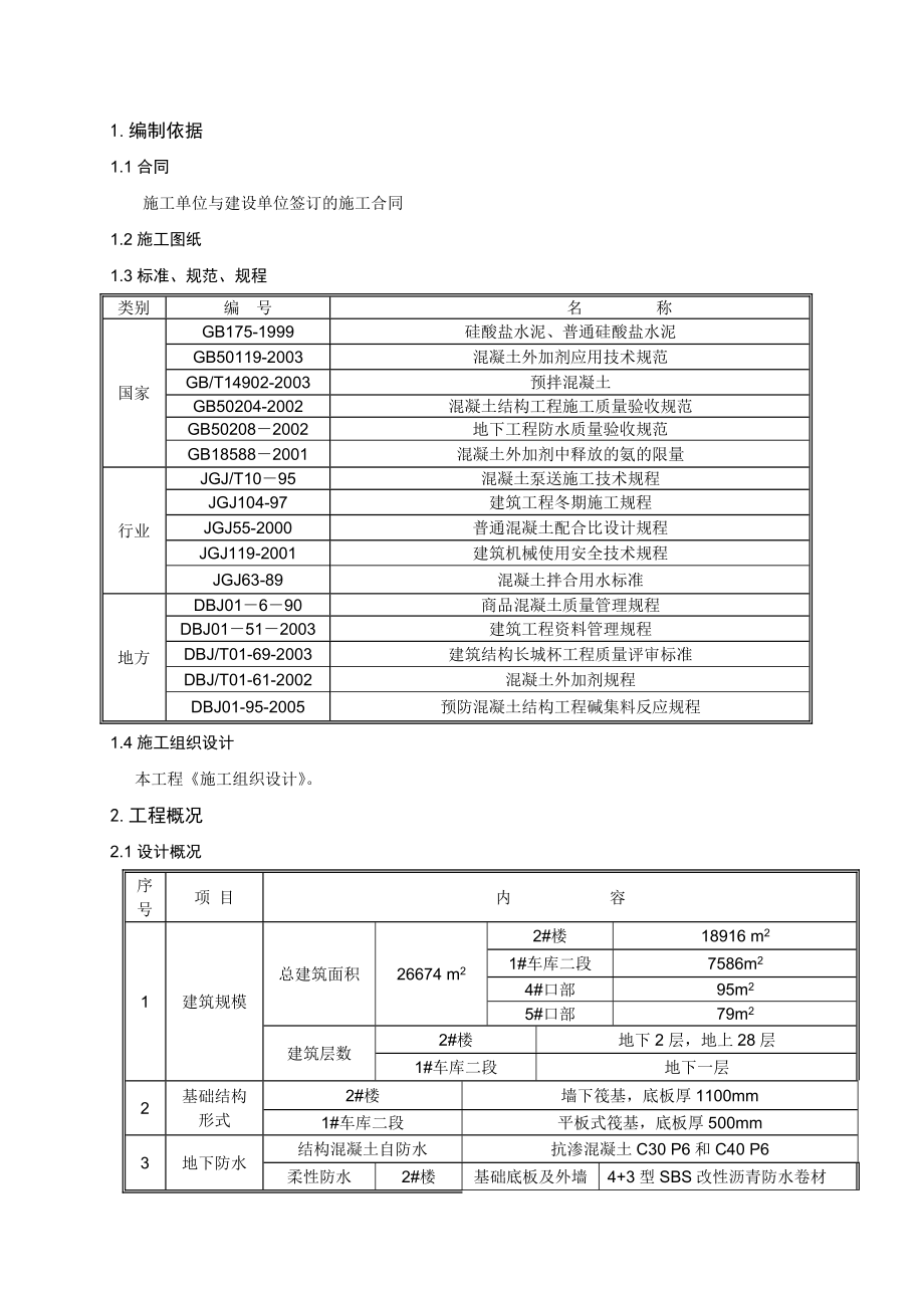 2号楼及车库混凝土工程施工方案.doc_第1页