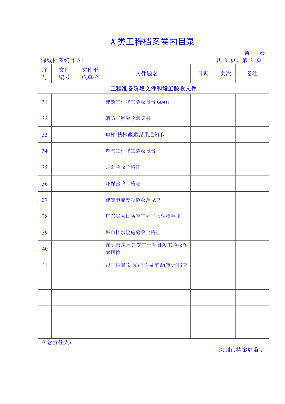 版本新省统表档案馆深圳市建筑工程A、B类工程档案卷内目录（精品） .doc_第3页