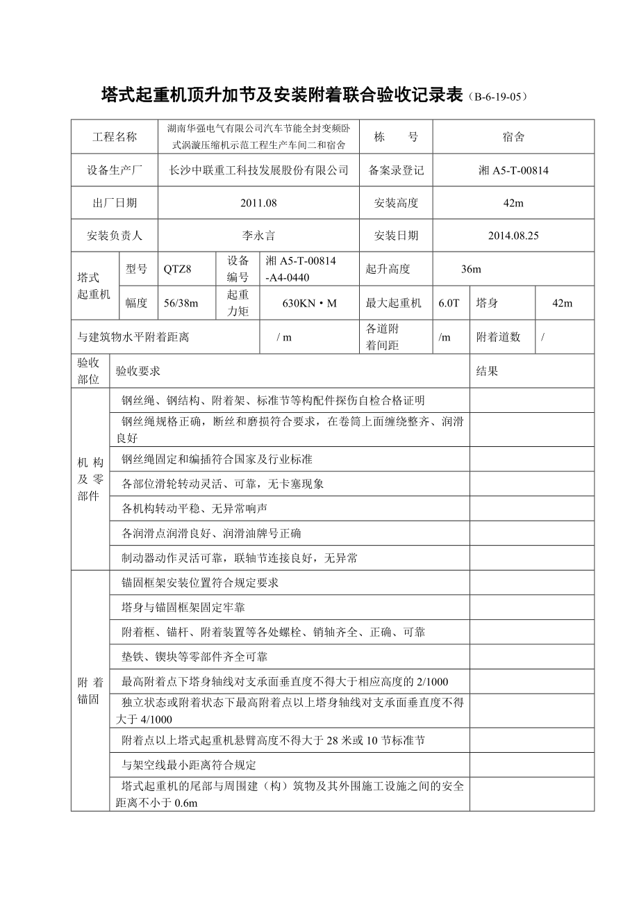 塔式起重机顶升加节及安装附着联合验收记录表.doc_第3页