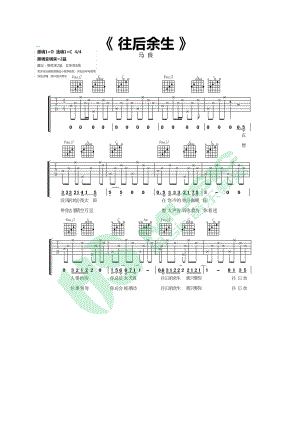 往后余生吉他谱马良C调简单版最易伤上手胡sir音乐教室吉他谱.docx