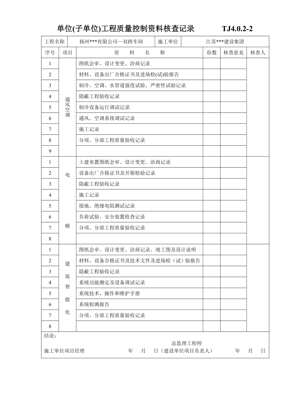 江苏土建资料表格—工程质量验收记录—质量验收总表部分（全套）（填写实例）（Word版）.doc_第3页