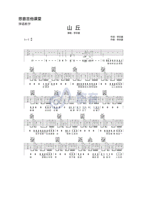 山丘吉他谱六线谱李宗盛C调指法编配悠音吉他课堂橙子老师弹唱演示吉他谱1.docx