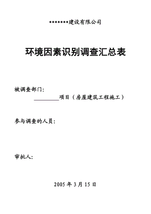 房屋建筑项目环境因素清单.doc