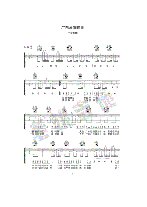 广东十年爱情故事吉他谱六线谱 广东雨神 D调高清弹唱谱 吉他谱.docx