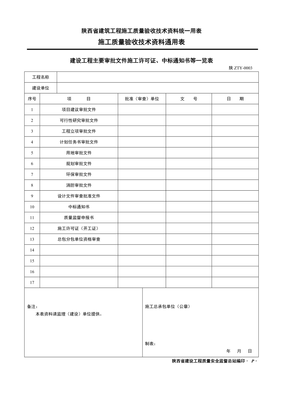 建筑工程施工质量验收技术资料统一用表施工质量验收技术资料通用表.doc_第3页