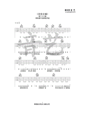 天空之城吉他谱六线谱 蒋敦豪原版吉他弹唱谱G调中国新歌声纯享版原曲作词作曲：李志 吉他谱.docx