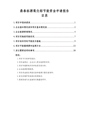 鼎泰拓源氧化铝节能资金申请报告.doc