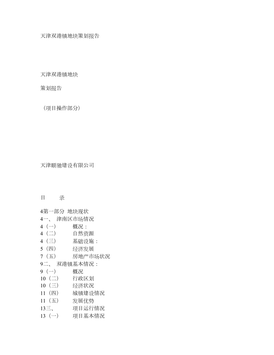 天津双港镇地块策划报告(项目操作部分).doc_第1页