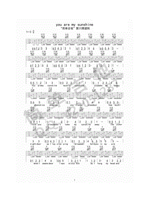 You are my sunshine吉他谱六线谱 Elizabeth Mitchell C调原版编配高清弹唱谱 吉他谱.docx