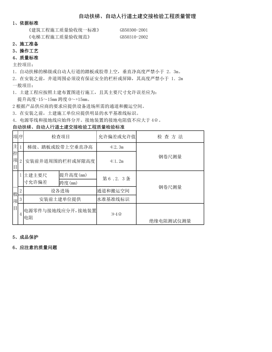 自动扶梯、自动人行道土建交接检验分项工程质量管理.doc_第1页