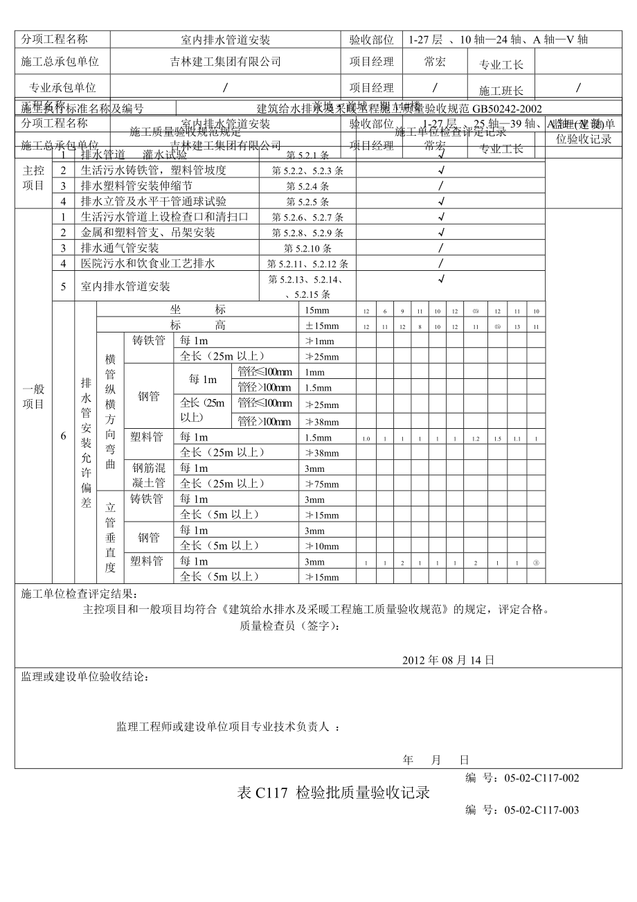 表C117检验批质量验收记录.doc_第2页