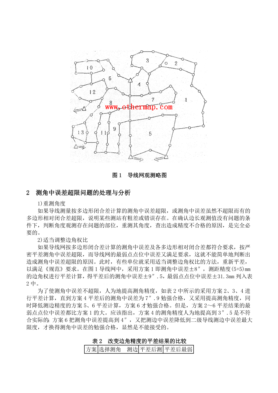 导线网严密平差验后测角中误差超限问题的探讨.doc_第2页