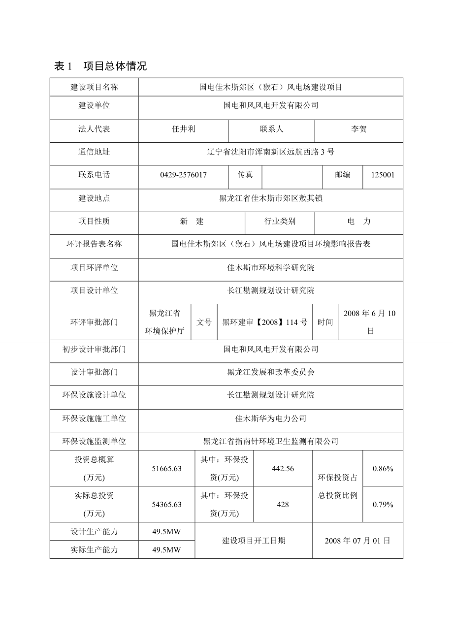 国电和风风电开发有限公司佳木斯郊区（猴石）风电场建设项目验收调查报告表.doc_第2页