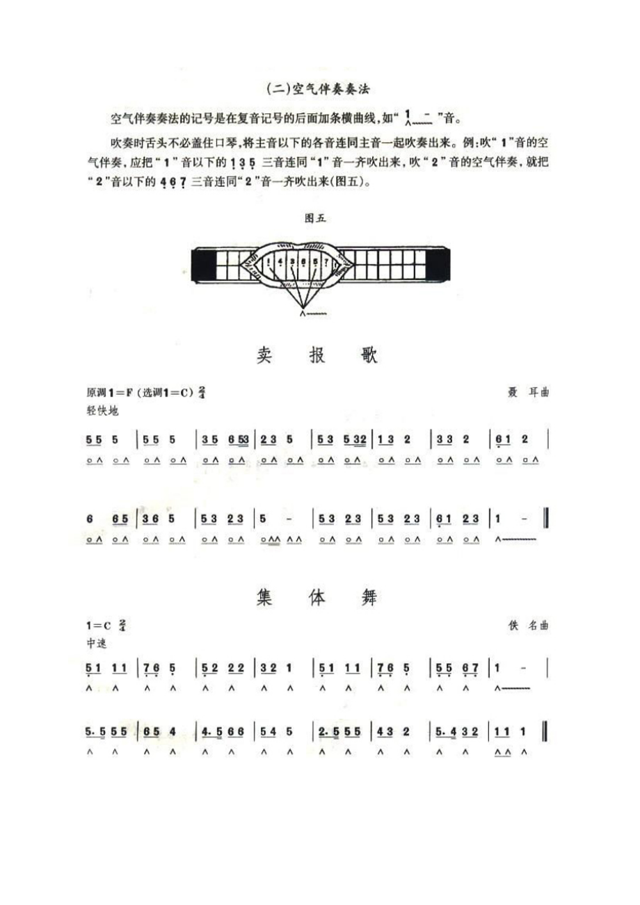 口琴考级四级曲目：卖报歌集体舞.docx_第1页