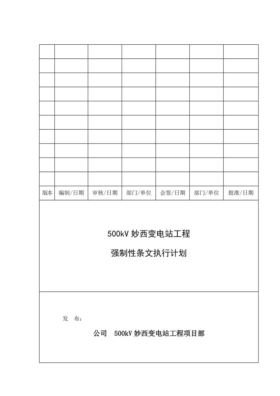 变电站工程强制性条文执行计划.doc_第1页