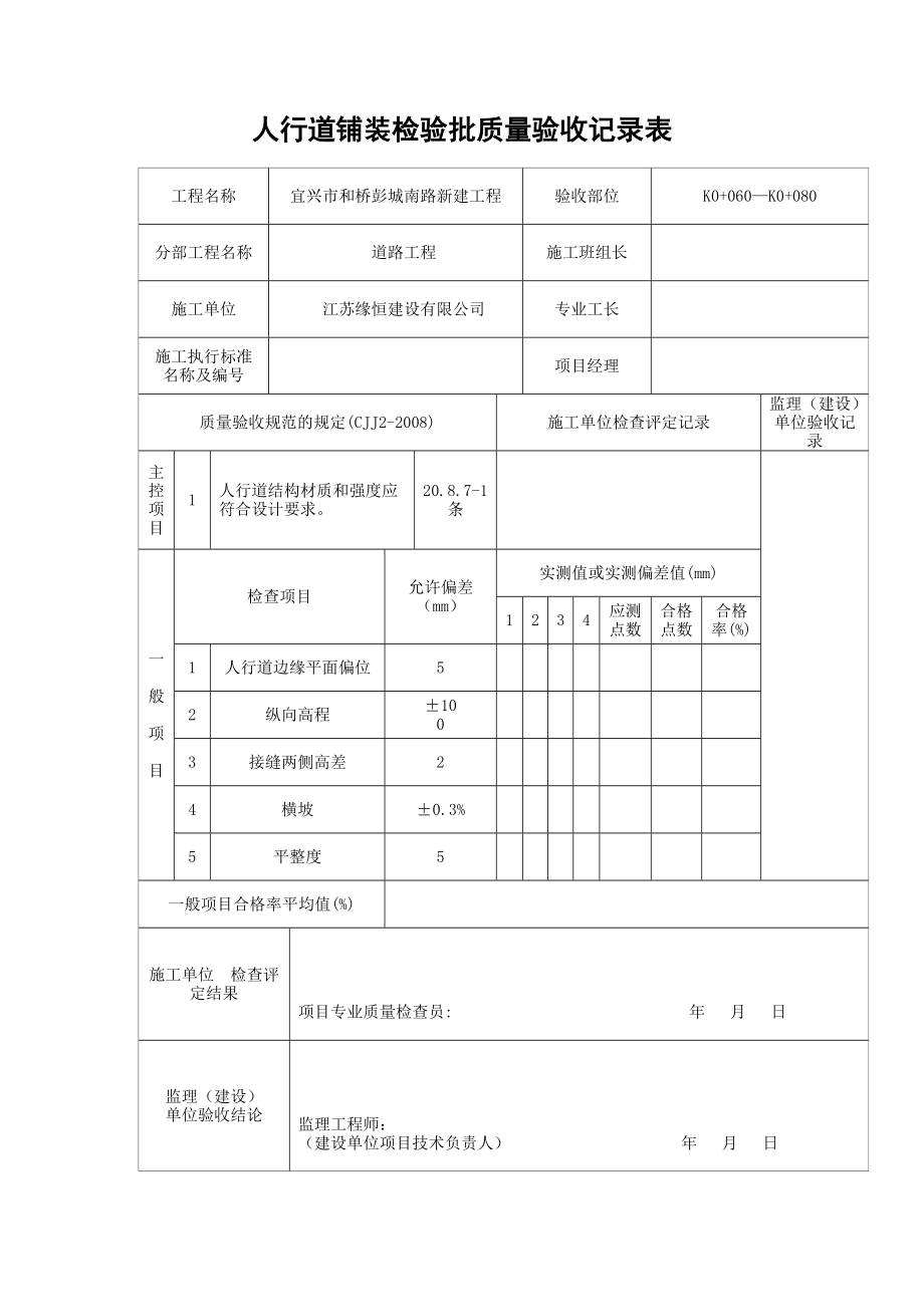 人行道铺装检验批质量验收记录表.doc_第2页