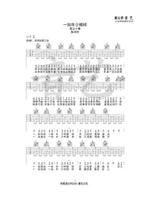 一如年少模样吉他谱六线谱 陈鸿宇 音艺乐器原版编配高清弹唱谱 吉他谱.docx