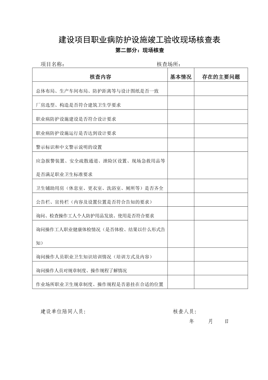 建设项目职业病防护设施竣工验收现场核查表.doc_第2页