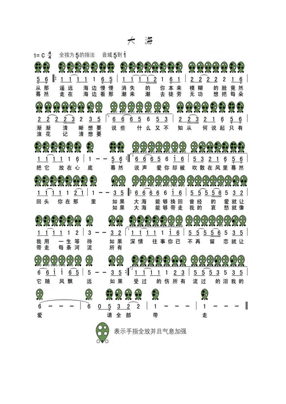 大海（六孔陶笛谱）.docx_第1页