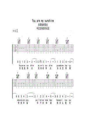 张靓颖《You are my sunshine》 吉他谱.docx