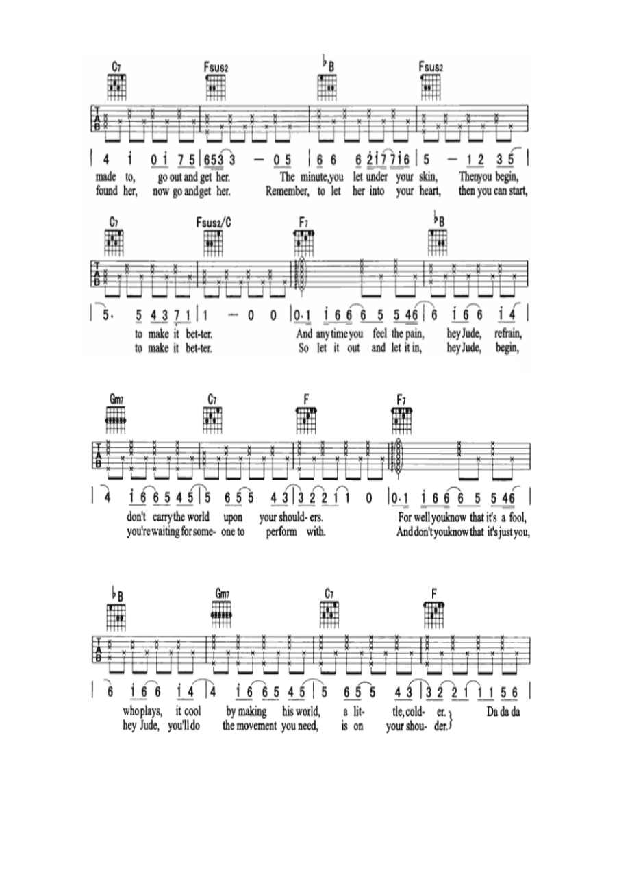 heyjude是孙燕姿演唱的一首歌曲收录在专辑Start自选集当中吉他谱.docx_第2页