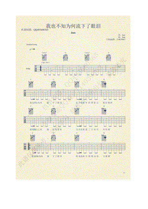 我也不知为何留下了眼泪吉他谱六线谱 Jam阿敬 G调高清谱 吉他谱.docx