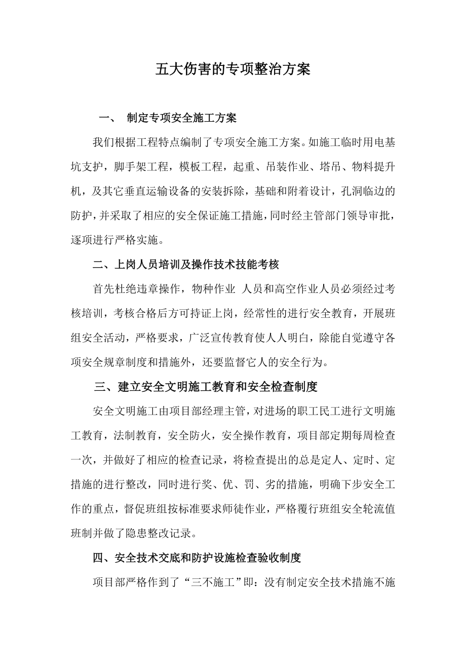 建筑工程五大伤害的专项整治方案（示范文本）.doc_第2页